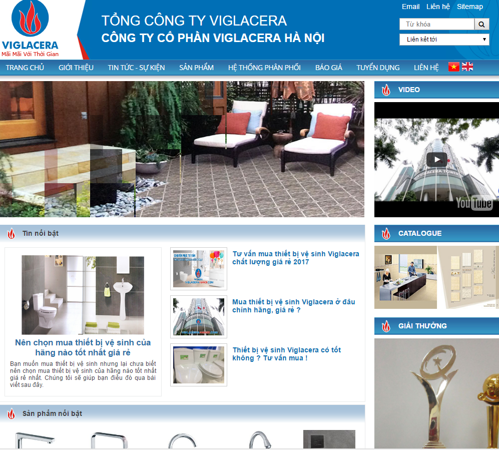 website thiết bị vệ sinh Viglacera Hà Nội